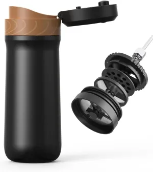BENFUCHEN Portable French Press Coffee Maker Car-Go Vacuum Insulated Bottle, Travel French Coffee Maker With Unique Filter Stainless Steel Tea/Coffee Mug For Camping, 320ML