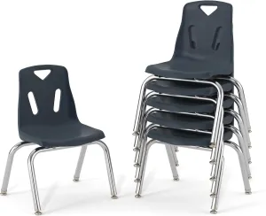 Berries Jonti-Craft 8144JC6112 Stacking Chairs with Chrome-Plated Legs, 14" Height, Navy, Pack of 6