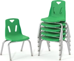 Berries Jonti-Craft 8144JC6119 Stacking Chairs with Chrome-Plated Legs, 14" Height, Green, Pack of 6