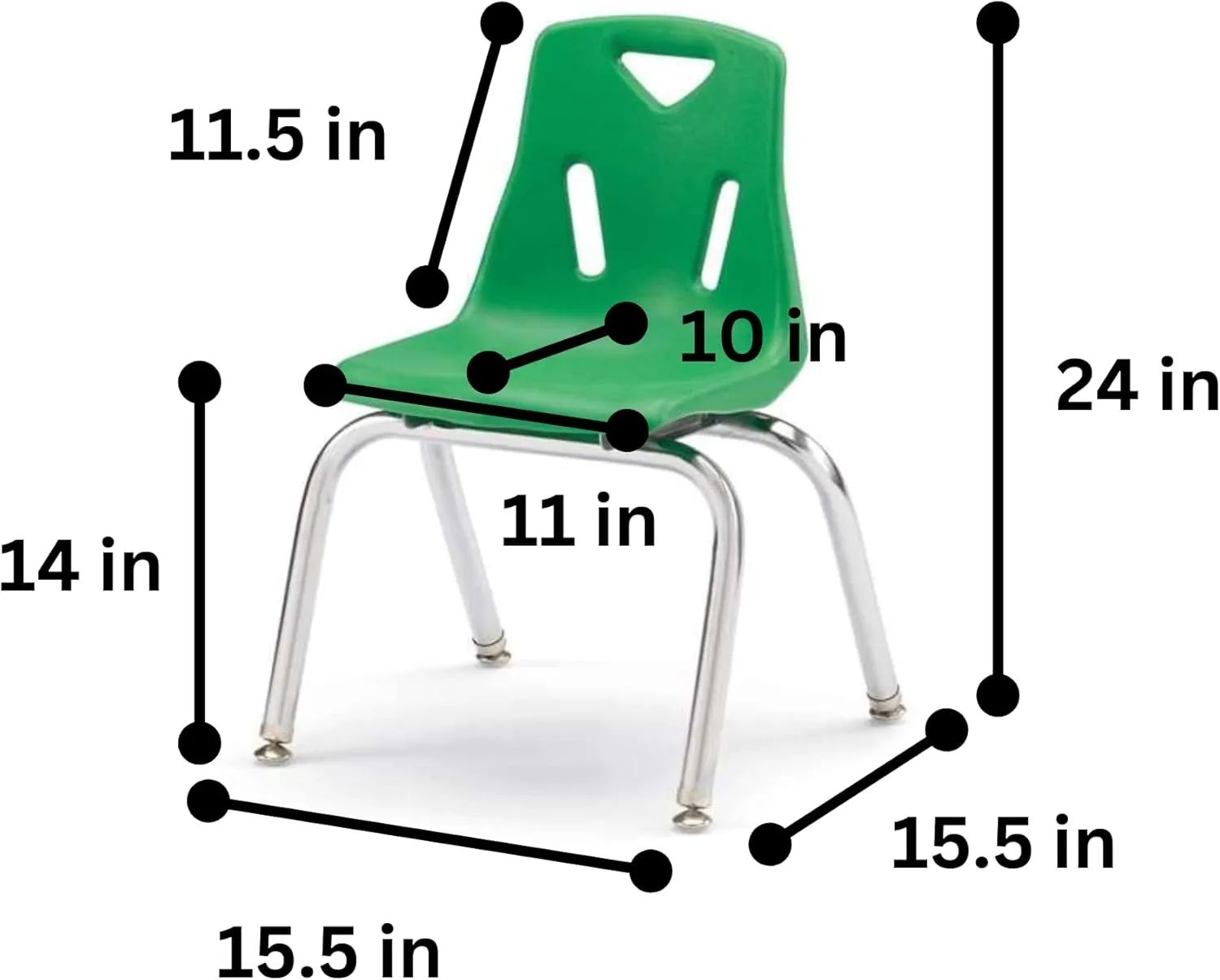 Berries Jonti-Craft 8144JC6119 Stacking Chairs with Chrome-Plated Legs, 14" Height, Green, Pack of 6