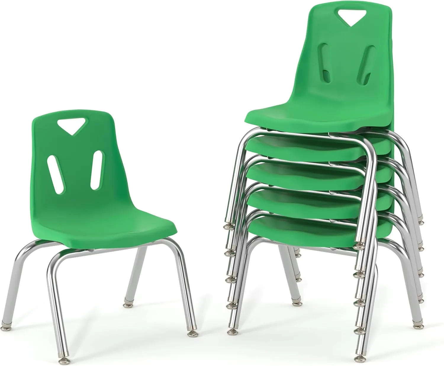 Berries Jonti-Craft 8144JC6119 Stacking Chairs with Chrome-Plated Legs, 14" Height, Green, Pack of 6