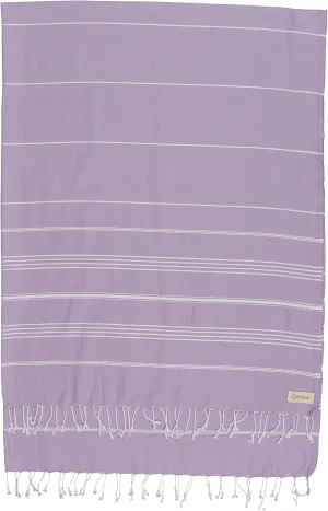 Bersuse Towels Anatolia XL Beach Blanket Throw Blanket Turkish Towel 100% Cotton Extra-Large Quick-Dry Lightweight Premium Peshtemal Towel - 61x82 Inches, Lilac