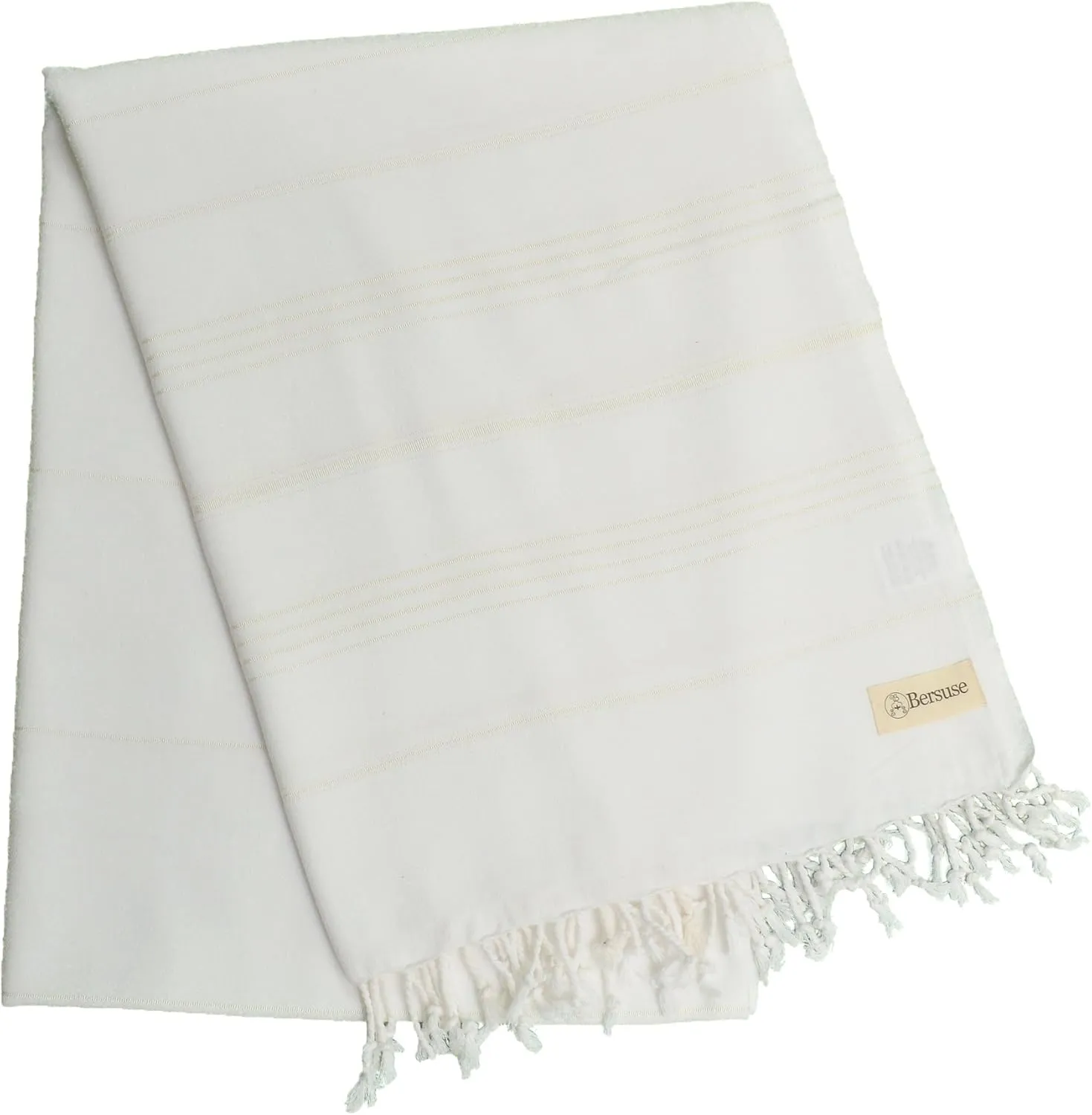 Bersuse Towels Anatolia XL Beach Blanket Throw Blanket Turkish Towel 100% Cotton Extra-Large Quick-Dry Lightweight Premium Peshtemal Towel - 61x82 Inches, White (Set of 3)