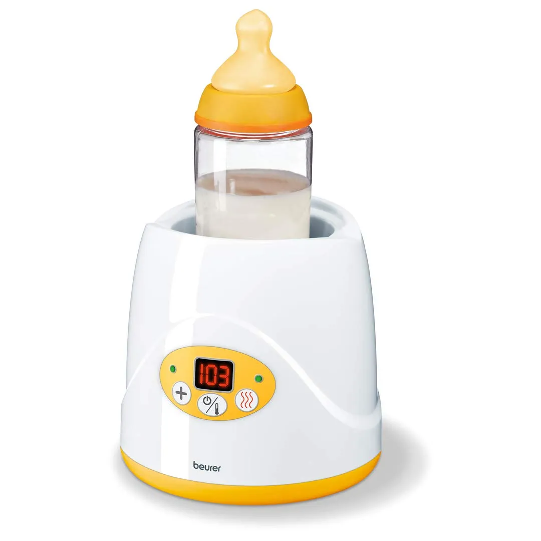 Beurer Baby Bottle Warmer & Food Warmer,BY52 | Portable 2-in-1 Heater with Keep Warm Function for Breast-Milk,Formula & Food | AVENT & NUK Bottles | with Lifter,LED Display,Safety Switch-Off & Cap