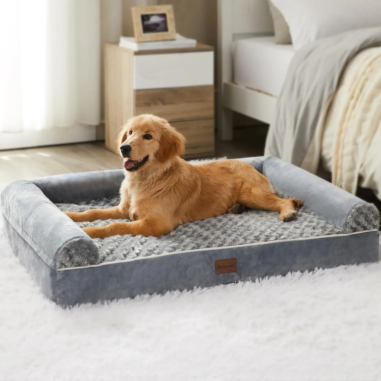 BFPETHOME Dog Beds for Large Dogs, Orthopedic Dog Bed for Medium Large Dogs,Big Waterproof Couch Pet Bed with Removable Washable Cover