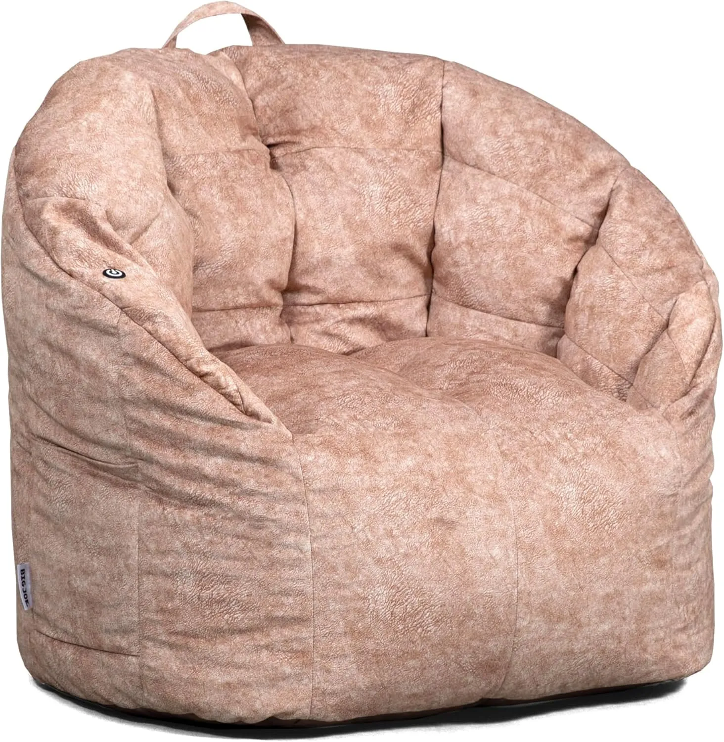 Big Joe Milano w/ Vibe Vibrating Massage Bean Bag Chair, Caribou Hyde, Faux Suede Polyester Blend, 2.5 feet