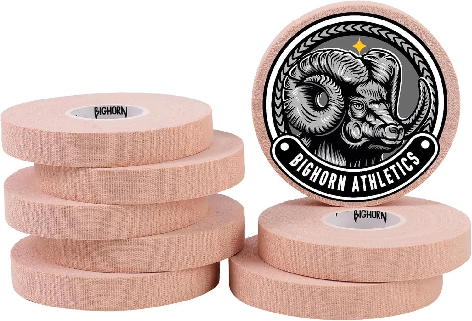 Bighorn Athletics Climbing Finger Tape with Retro Design Male Climber Tin Canister, 0.5-Inch x 45-feet, 8-Rolls, Nude