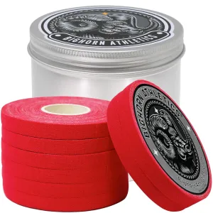 Bighorn Athletics Finger Tape with Tin Case | 8 Rolls for Superior Finger Support, Injury Protection, and Joint Stability | Ideal for Jiu-Jitsu, Climbers, & Athletic Trainers (0.3-Inch, Red)