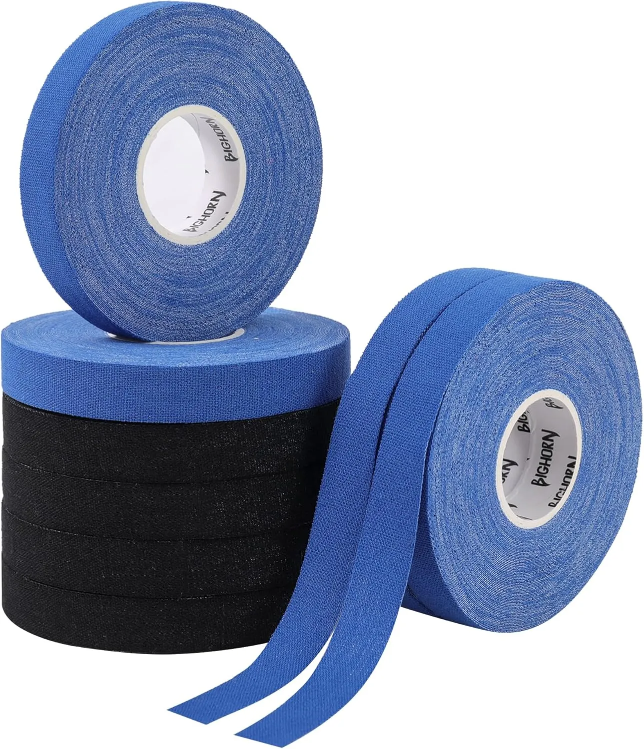 Bighorn Athletics Jiu Jitsu Finger Tape, 0.5-Inch x 45-feet, 8-Rolls | Residue-Free, Zinc Oxide Adhesive | Athletic Sports Tape for BJJ, Wrestling, Climbing, Volleyball, Hands & Toes | Black & Blue