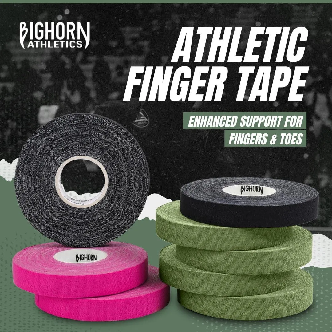 Bighorn Athletics Jiu Jitsu Finger Tape, Athletic Sports Tape For Injuries & Support: BJJ, Wrestling, Rock Climbing, Volleyball, Hands & Toes | 0.5-Inch x 45-feet, 8-Rolls, Military Green, Black, Pink