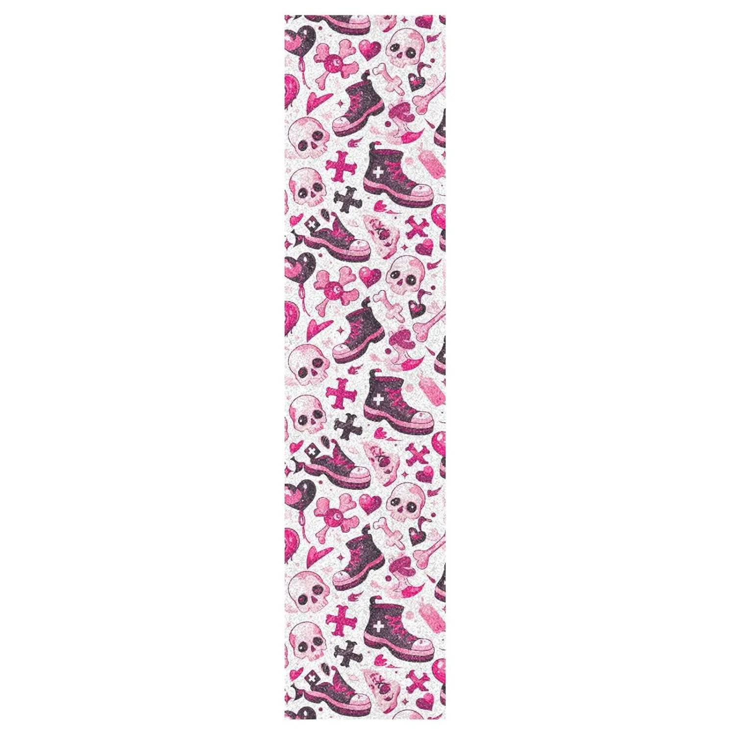 Black and Pink Valentine Romantic Love Skull Skateboard Grip Tape Waterproof Scooter Grips Tape longboards Grip Tape Anti Slip Cruiser Skateboard Grip Tape, 44×10 Inch