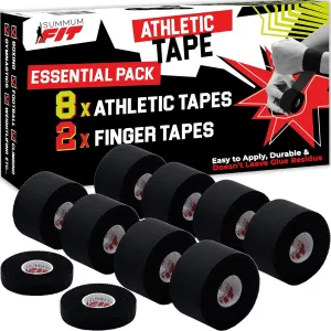 Black Athletic Tape Extremely Strong: 8 Rolls   2 Finger Roll. Easy to Apply & No Residue. Sports Tape Athletic for Boxing Football Climbing or Gymnastics for Wrist Ankle & Hand Protection