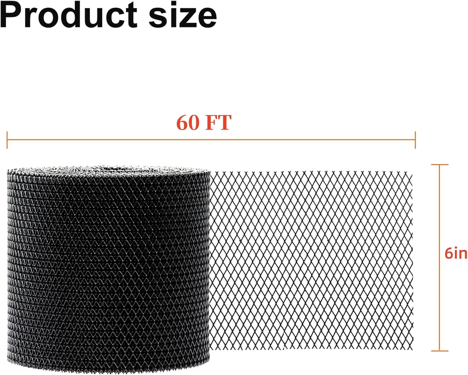 Black Gutter Guard Wire Mesh Roll, Aluminum Gutter Screen 6" X 60', Rain Gutter Leaf Guard Mesh with Gloves 6 Inch X 60 Feet, 1 Roll