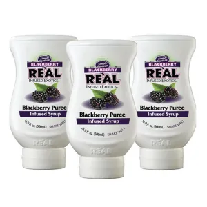 Blackberry Reàl Infused Exotics, Blackberry Puree Infused Syrup, 16.9 FL OZ Squeezable Bottle (Pack of 3)