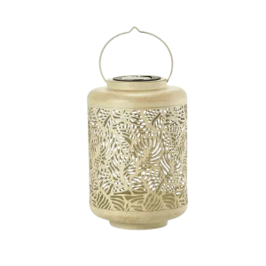 Bliss - 12" Large Decorative Solar Lantern (Banana Leaf) - Antique White (Add-On)
