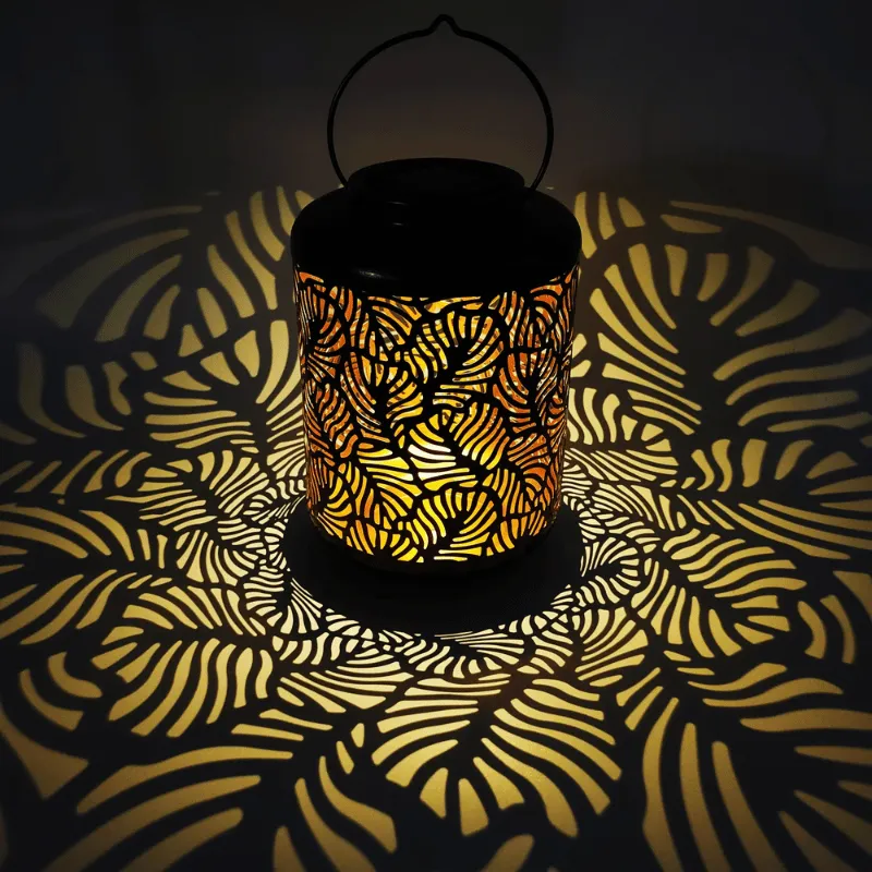 Bliss - 12" Large Decorative Solar Lantern (Banana Leaf) - Antique White (Add-On)