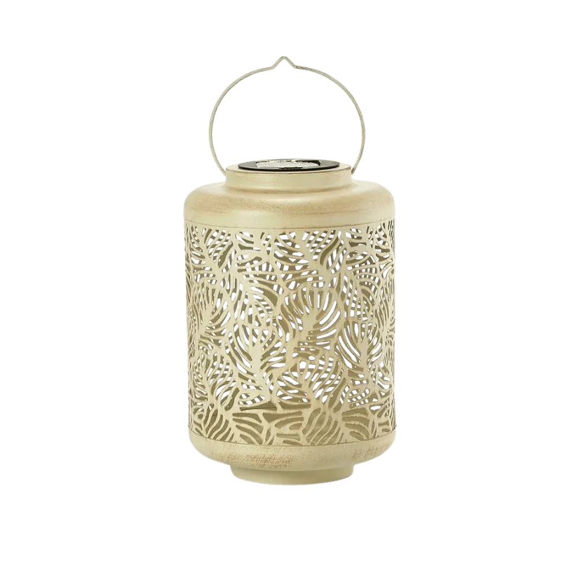 Bliss - 12" Large Decorative Solar Lantern (Banana Leaf) - Antique White (Add-On)
