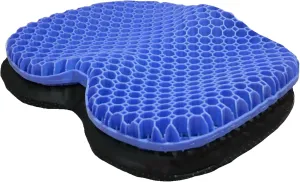 Blue Gel Seat Cushion - Honeycomb Cooling Seat Cushion Back Support, Pressure Relief & Long Sitting - Non-Slip Chair Cushion Traveling, Wheelchair, Car Seat, Office & Gaming Chair (Blue)