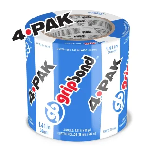 Blue Painters Tape 1.5 inch Wide (4 Rolls - 1.41in x 60yds), Blue Masking Tape for Painting Walls - Multi-Surface, Sharp Line, Residue-Free