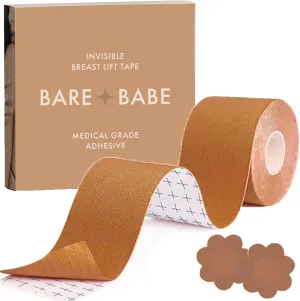 Boob Tape for Breast Lift - Breast Lift Tape - 10 Satin Nipple Pasties - Hypoallergenic Boobtape - Strapless Bra