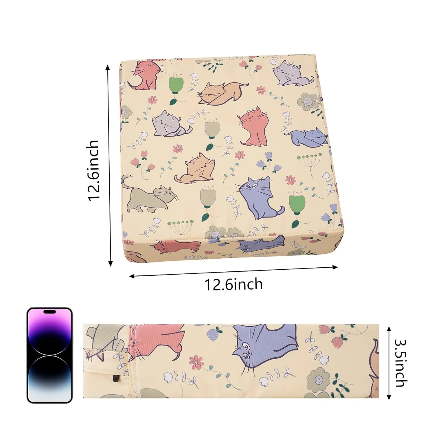 Booster Seat for Dining Table, Stronger Support Double Safe Straps Booster Seat for Kitchen Chair, Non-Slip Bottom Portable Travel Chair Cushion for Kids (Beige Cat)