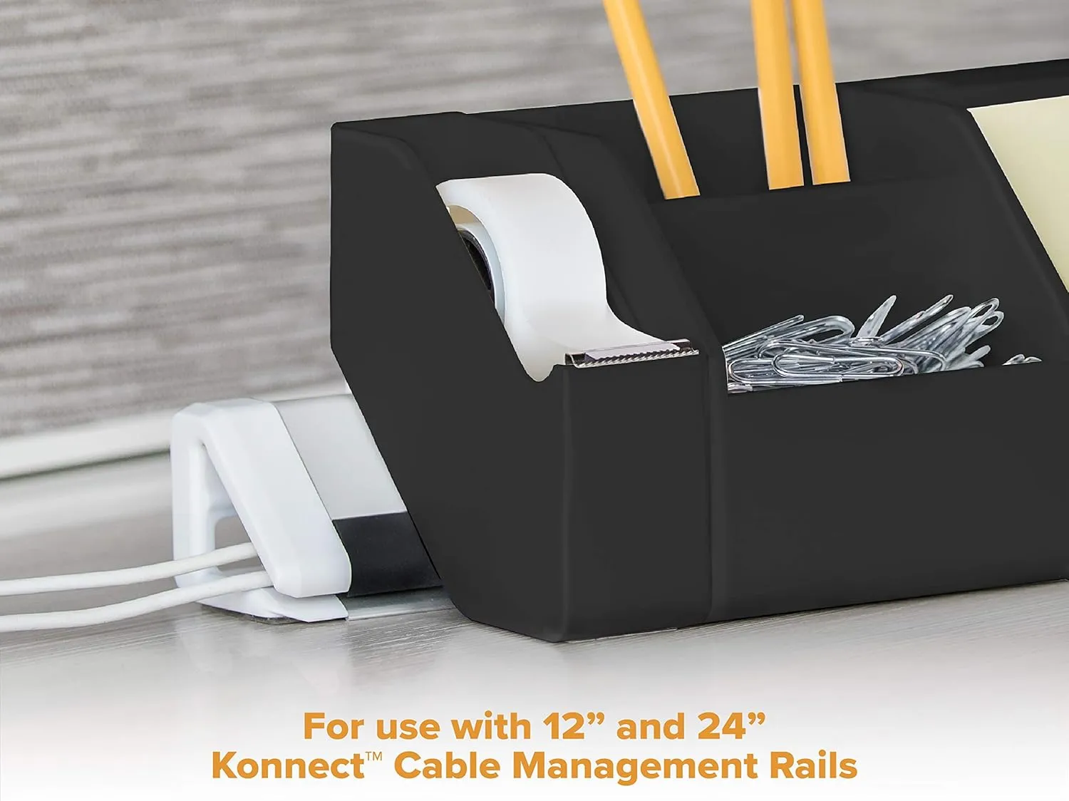 Bostitch Office Konnect Tape Dispenser with Premium Single-sided Tape, Sticks to Desk, Black (KT-TAPE-BLK)