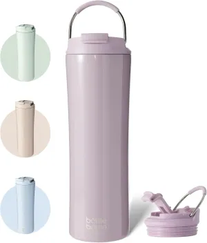 BOTTLE BOTTLE Insulated Water Bottle Coffee Tumblers with Dual-use Lid and Straw Double Walled Iced Travel Coffee Mug for Woman and Man 24oz Stainless Steel Tumbler with Handle