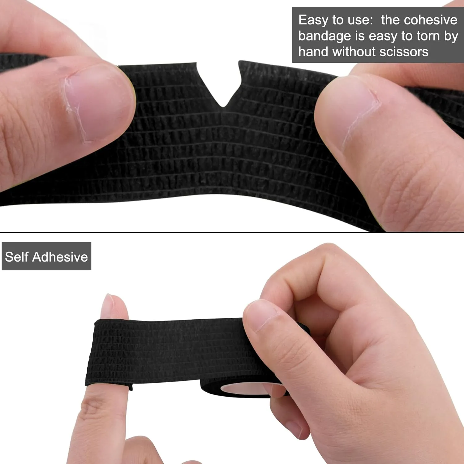 BQTQ 144 Rolls Self Adhesive Bandage Wrap 1 Inch Black Self Adherent Wrap Tape Sticky Bandage Athletic Wrap Self Adhesive Wrap for Sports Vet Wrist Ankle Sprains