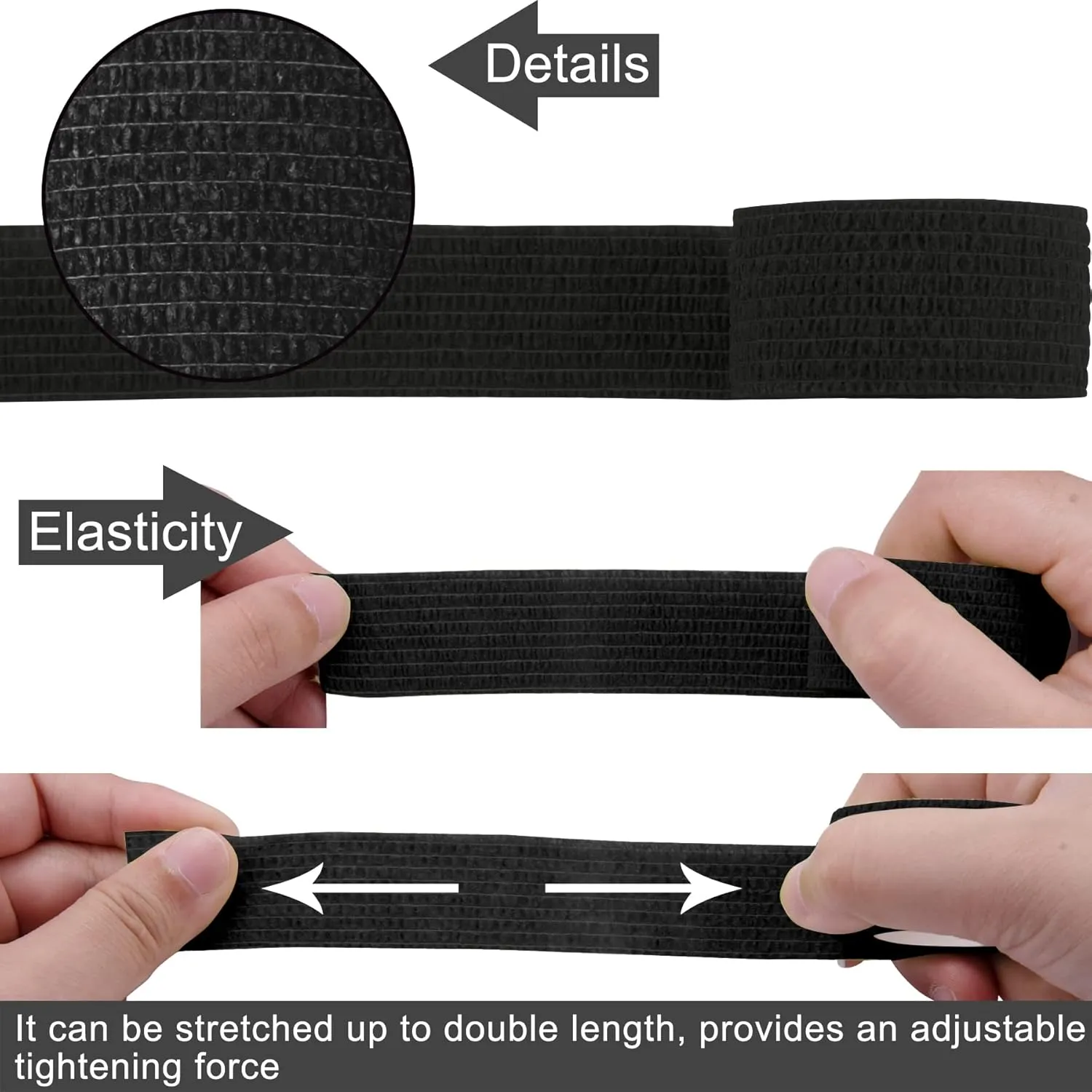 BQTQ 144 Rolls Self Adhesive Bandage Wrap 1 Inch Black Self Adherent Wrap Tape Sticky Bandage Athletic Wrap Self Adhesive Wrap for Sports Vet Wrist Ankle Sprains