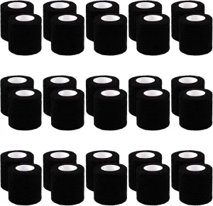 BQTQ 30 Rolls Self Adherent Wrap Stretch Bandages Self Adhesive Bandage Wrap 2 inch Self Stick Bandage Wrap Tape for Wrist Ankle Swelling Sprains (Black)