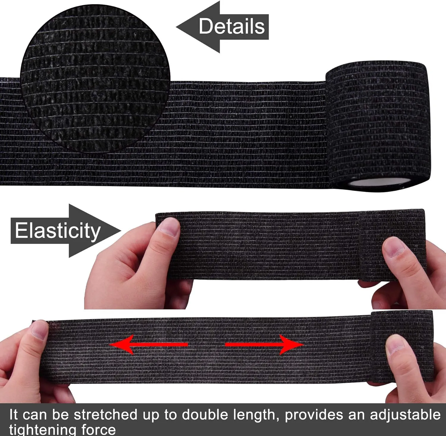 BQTQ 30 Rolls Self Adherent Wrap Stretch Bandages Self Adhesive Bandage Wrap 2 inch Self Stick Bandage Wrap Tape for Wrist Ankle Swelling Sprains (Black)