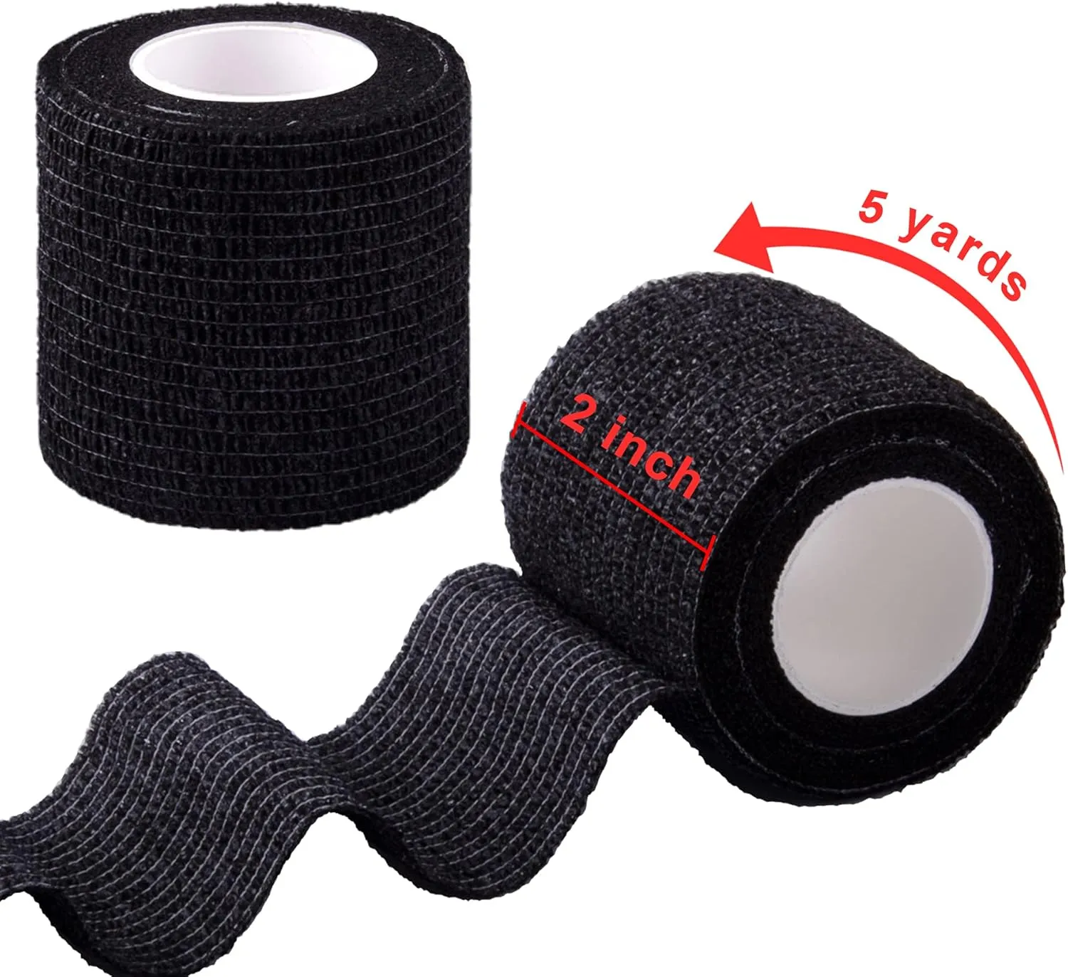 BQTQ 60 Rolls Self Adhesive Bandage Wrap 2 Inch Self Adherent Wrap Self Stick Bandages Wound Wrap Tape Stretch Bandage for Wrist Ankle Swelling Sprains(Black)