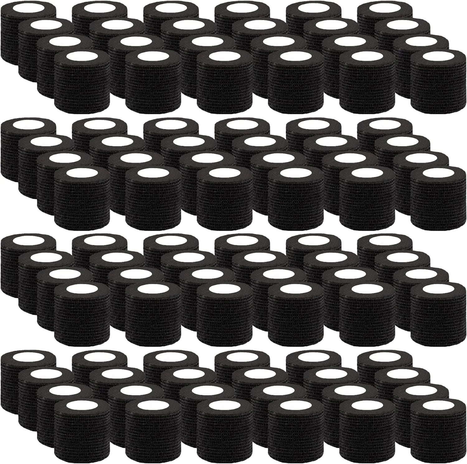 BQTQ 96 Rolls Self Adhesive Bandage Wrap Tape 2 Inch Black Self Adherent Wrap Self Stick Bandage Athletic Wraps Tape Stretch Bandages for Wrist Ankle Swelling Sprains (Black)