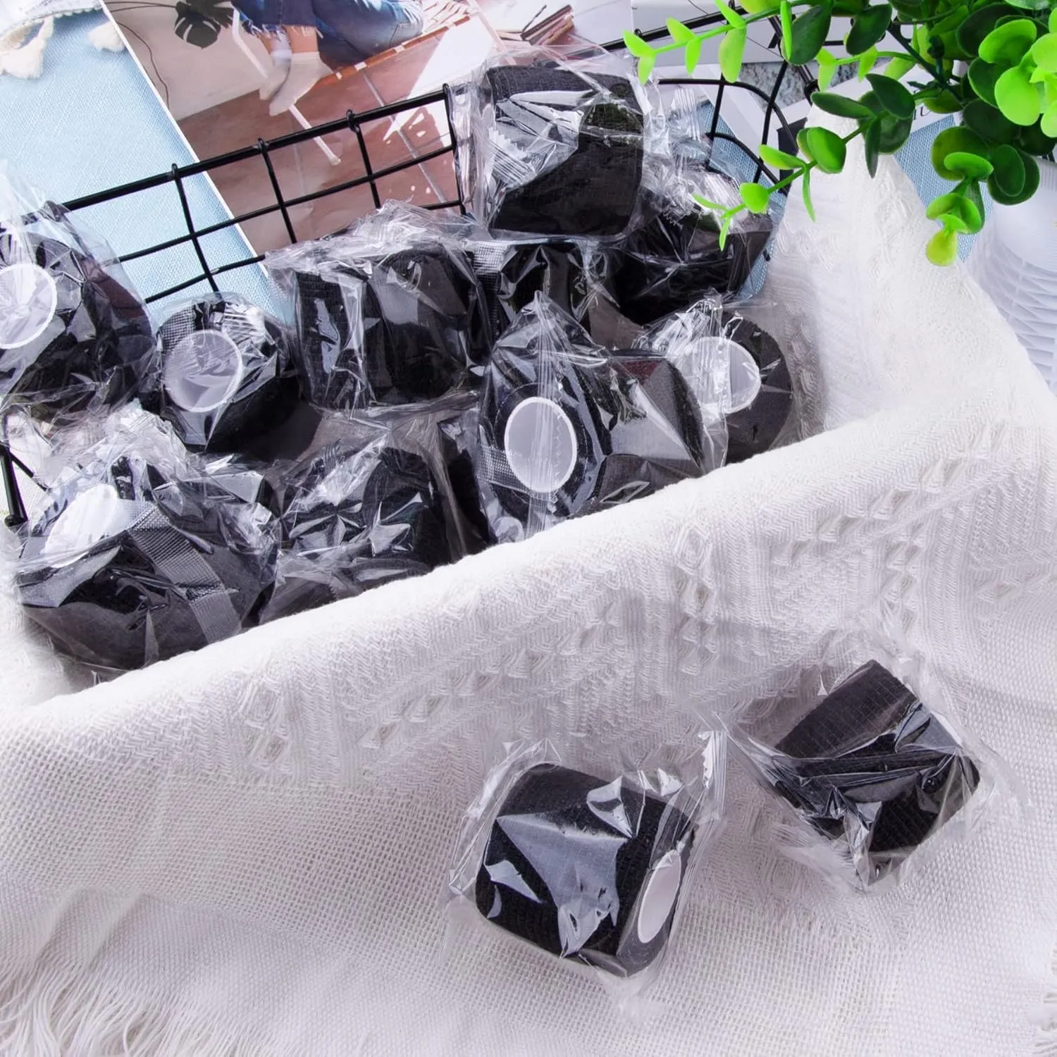 BQTQ 96 Rolls Self Adhesive Bandage Wrap Tape 2 Inch Black Self Adherent Wrap Self Stick Bandage Athletic Wraps Tape Stretch Bandages for Wrist Ankle Swelling Sprains (Black)