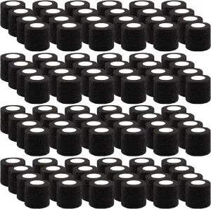 BQTQ 96 Rolls Self Adhesive Bandage Wrap Tape 2 Inch Black Self Adherent Wrap Self Stick Bandage Athletic Wraps Tape Stretch Bandages for Wrist Ankle Swelling Sprains (Black)