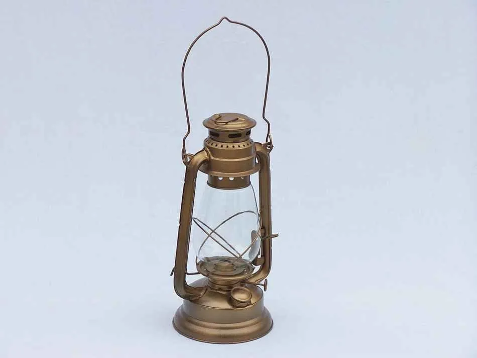 Brass Lantern - Authentic 19” Antique Brass Hurricane Lantern for your Home, Beach Home, Cottage, RV, or to be used while Camping