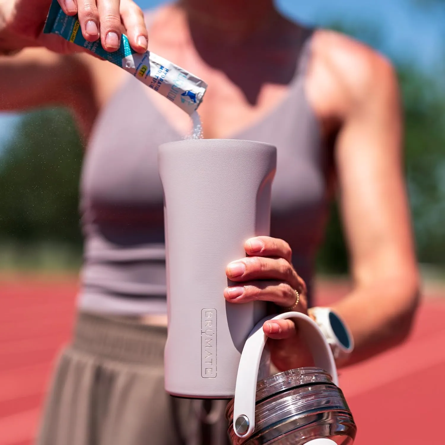 BrMate MultiShaker Blender Bottle | 100% Leakproof Insulated Stainless Steel Shaker | Protein & Pre Workout Bottle for the Gym | 26oz (Dune)