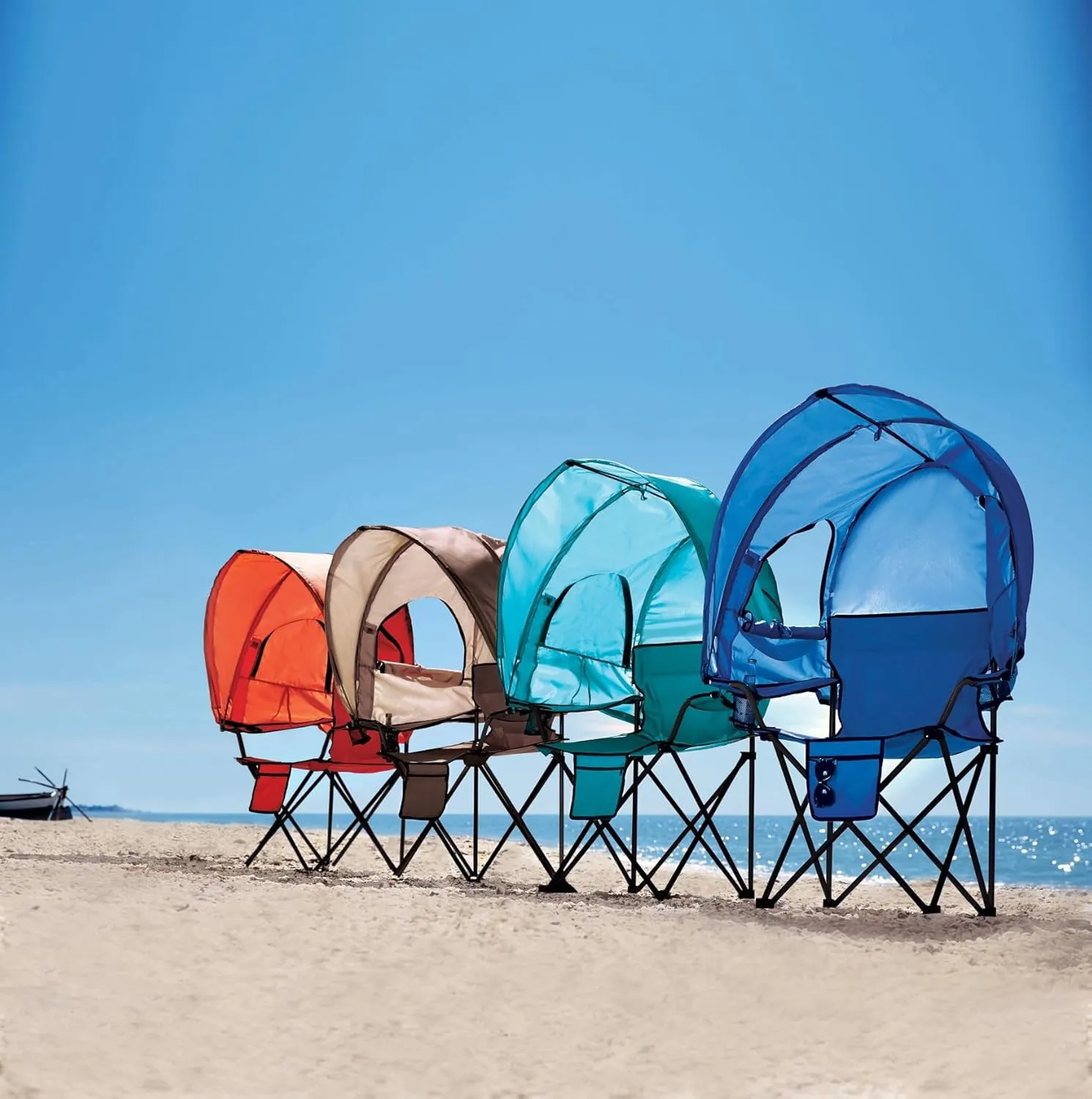 BrylaneHome Outdoor Oversized Canopy Tent Camp Chair Shade Folding Cupholder Zip Windows Storage Carrying Case Beach Yard Trip- Weight Capacity 350LB - Breeze
