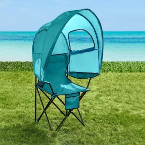 BrylaneHome Outdoor Oversized Canopy Tent Camp Chair Shade Folding Cupholder Zip Windows Storage Carrying Case Beach Yard Trip- Weight Capacity 350LB - Breeze