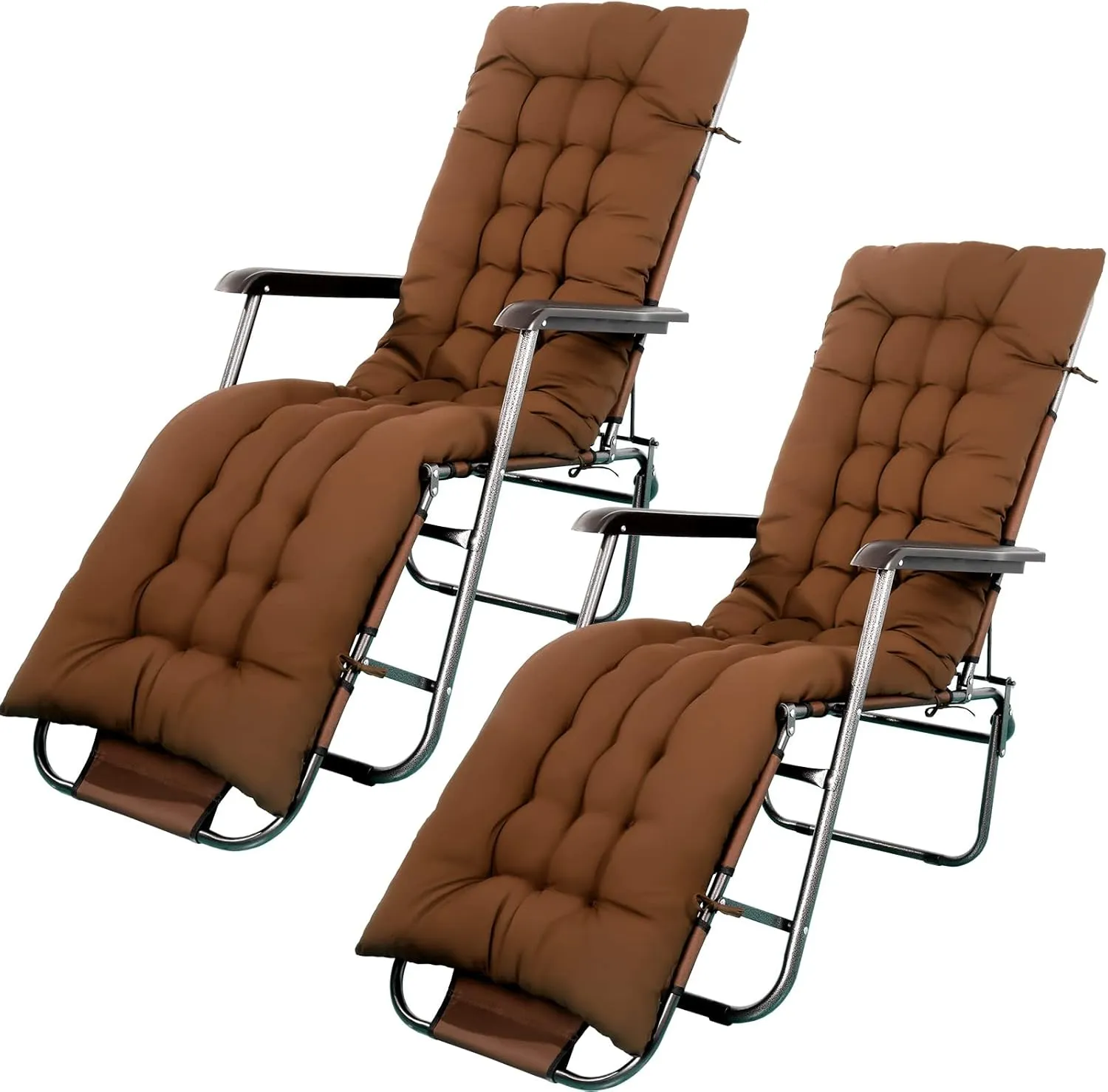 Bucherry 67 x 19 Inch Chaise Lounge Cushions Soft Lounge Chair Cushion Gravity Chair Cushion Sofa Lawn Furniture Cushion Pad with 6 Tie for Outdoor Indoor Patio Home Without Headrest (Coffee,2 Pcs)