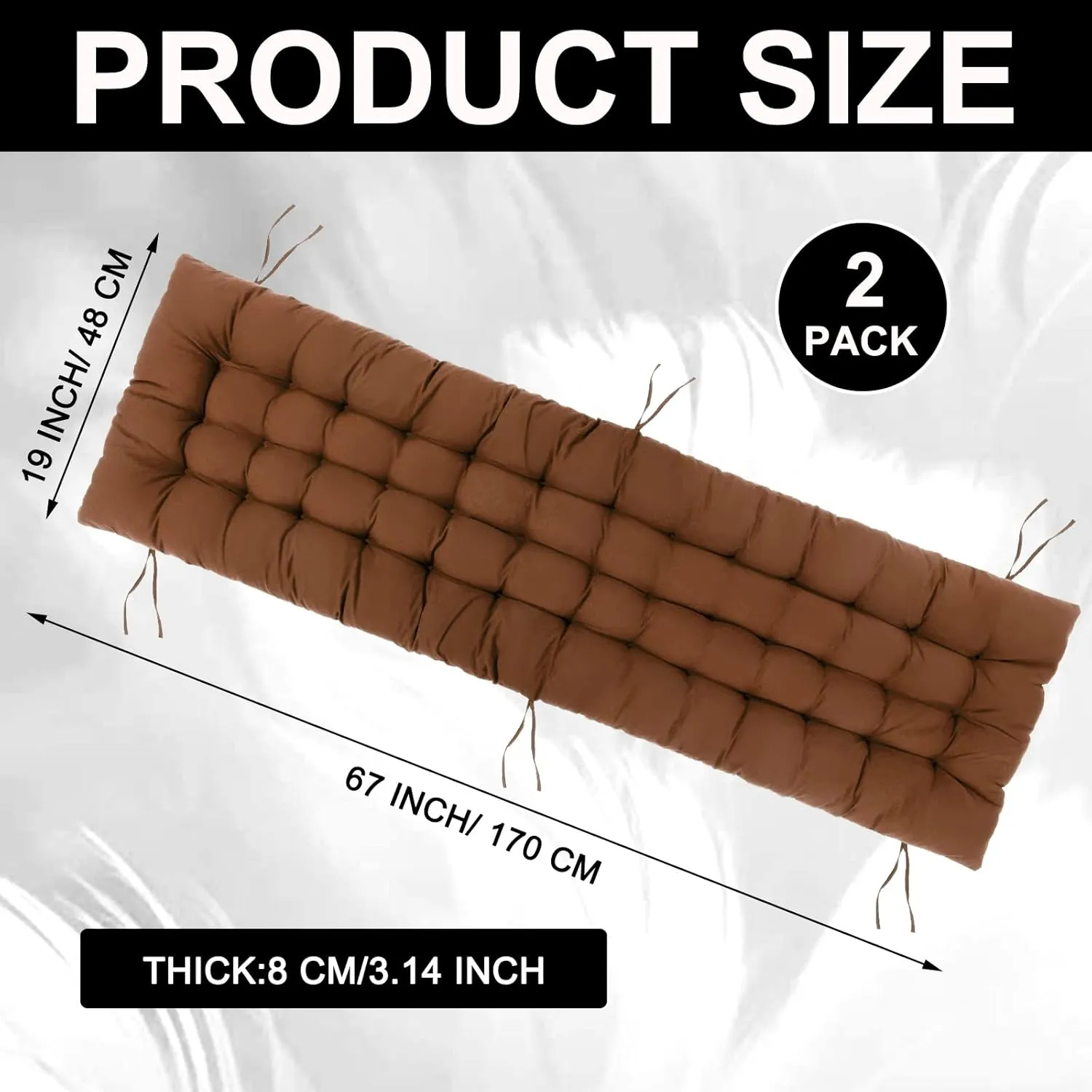 Bucherry 67 x 19 Inch Chaise Lounge Cushions Soft Lounge Chair Cushion Gravity Chair Cushion Sofa Lawn Furniture Cushion Pad with 6 Tie for Outdoor Indoor Patio Home Without Headrest (Coffee,2 Pcs)