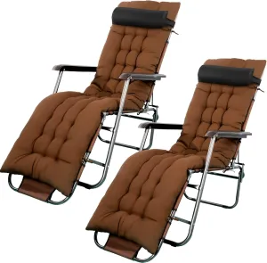 Bucherry 67 x 19 Inch Chaise Lounge Cushions Soft Lounge Chair Cushion Gravity Chair Cushion Sofa Lawn Furniture Cushion Pad with 6 Tie for Outdoor Indoor Patio Home Without Headrest (Coffee,2 Pcs)