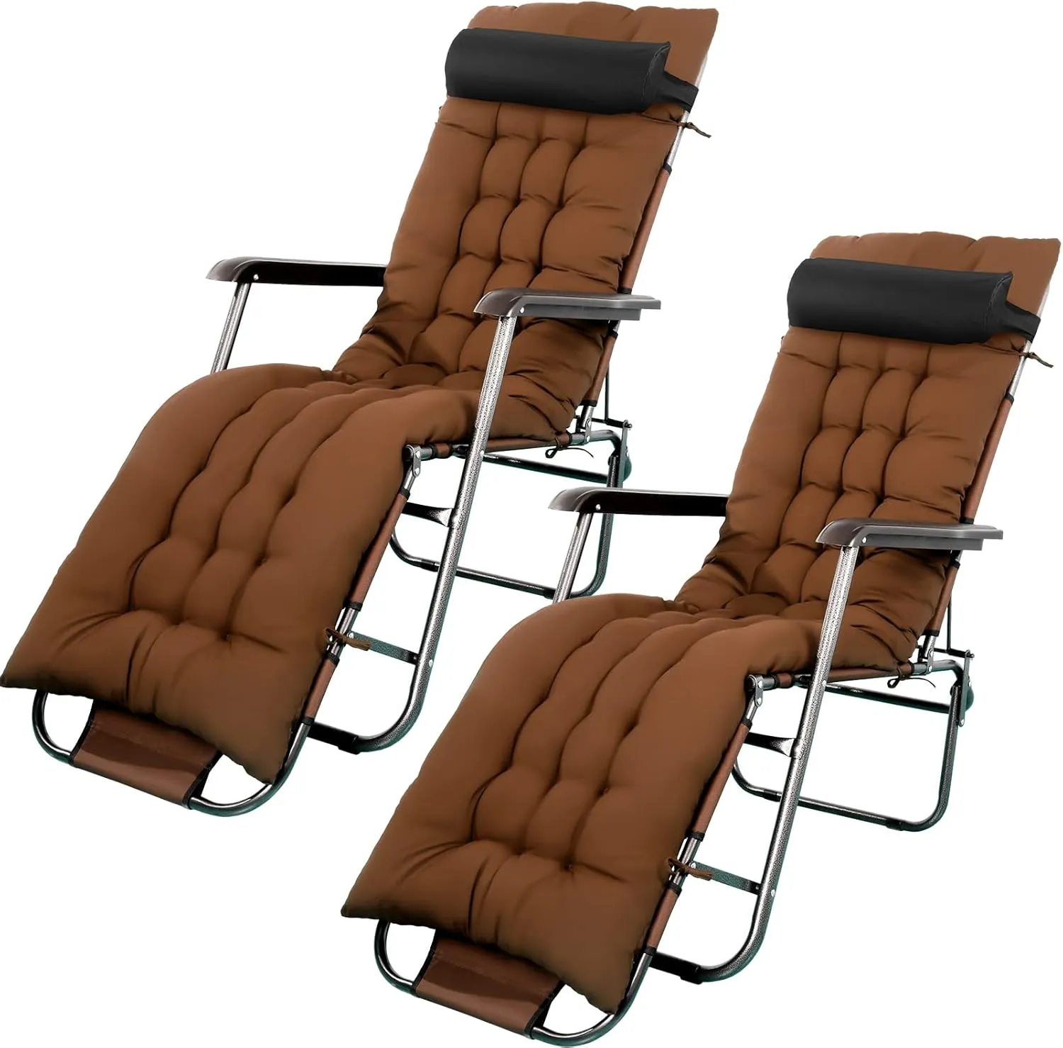 Bucherry 67 x 19 Inch Chaise Lounge Cushions Soft Lounge Chair Cushion Gravity Chair Cushion Sofa Lawn Furniture Cushion Pad with 6 Tie for Outdoor Indoor Patio Home Without Headrest (Coffee,2 Pcs)