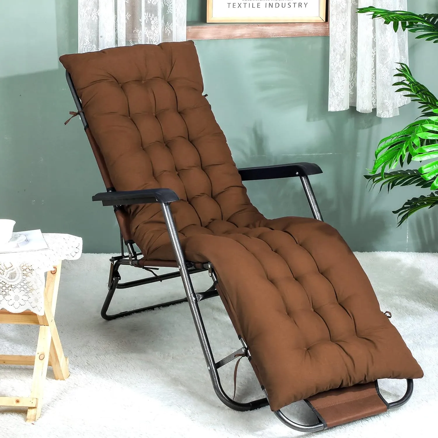 Bucherry 67 x 19 Inch Chaise Lounge Cushions Soft Lounge Chair Cushion Gravity Chair Cushion Sofa Lawn Furniture Cushion Pad with 6 Tie for Outdoor Indoor Patio Home Without Headrest (Coffee,2 Pcs)