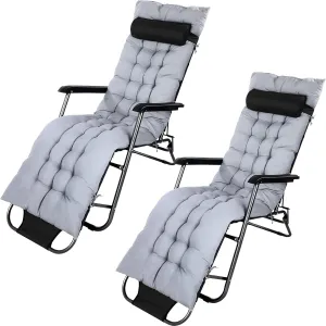 Bucherry 67 x 19 Inch Chaise Lounge Cushions Soft Lounge Chair Cushion Gravity Chair Cushion Sofa Lawn Furniture Cushion Pad with 6 Tie for Outdoor Indoor Patio Home Without Headrest (Gray,2 Pcs)