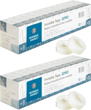 Business Source 32953 Invisible Tape Value Pk, 1-Inch Core, 3/4-Inch x1000-Inch, 12/PK, Clear - Pack of 2