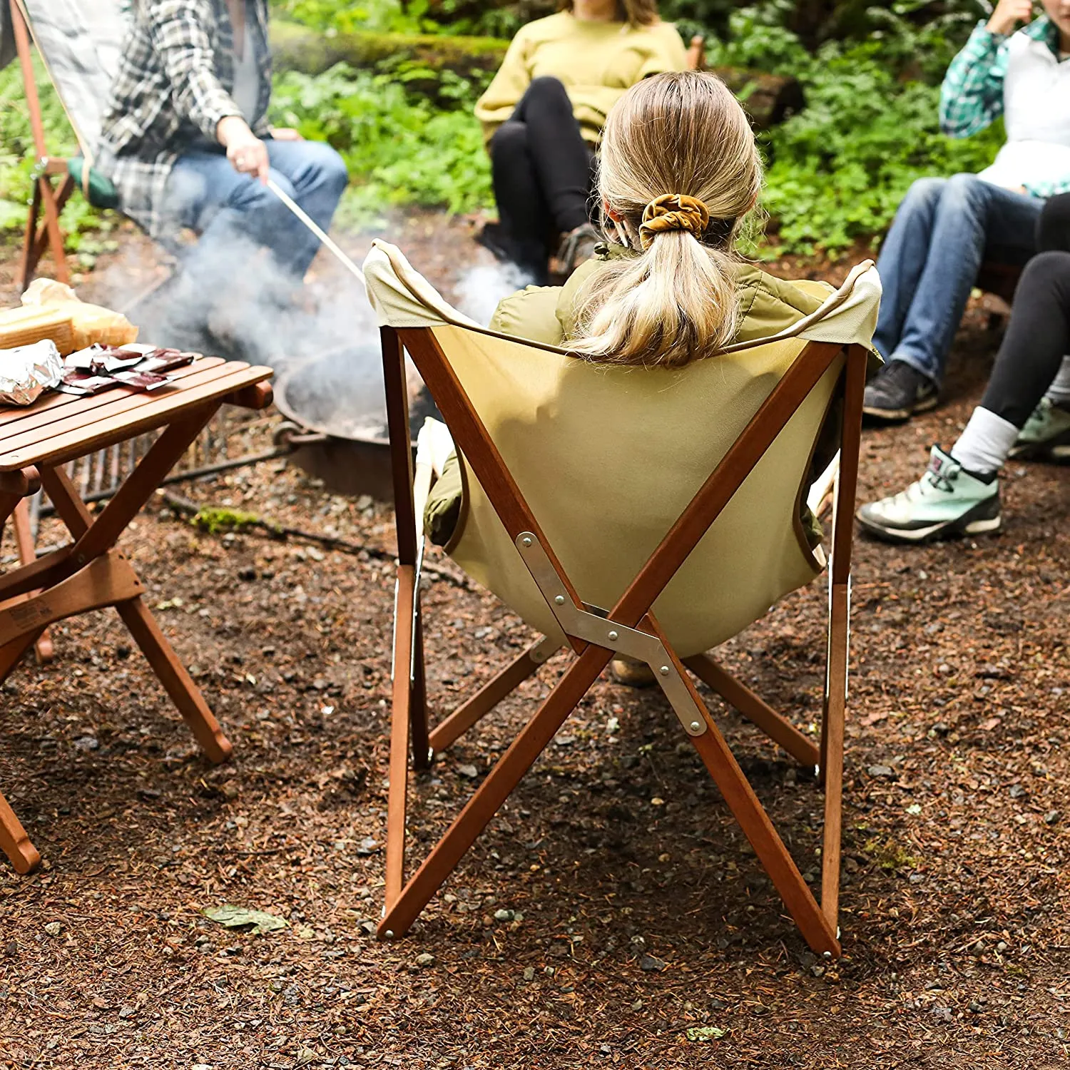 BYER OF MAINE, Butterfly Chair, Easy to Fold and Carry, Hardwood, Sling Chair, Wood Beach Chair, Perfect for Camping, Matching Furniture in The Pangean Line, 34" H x 23" W, 27" D, Single