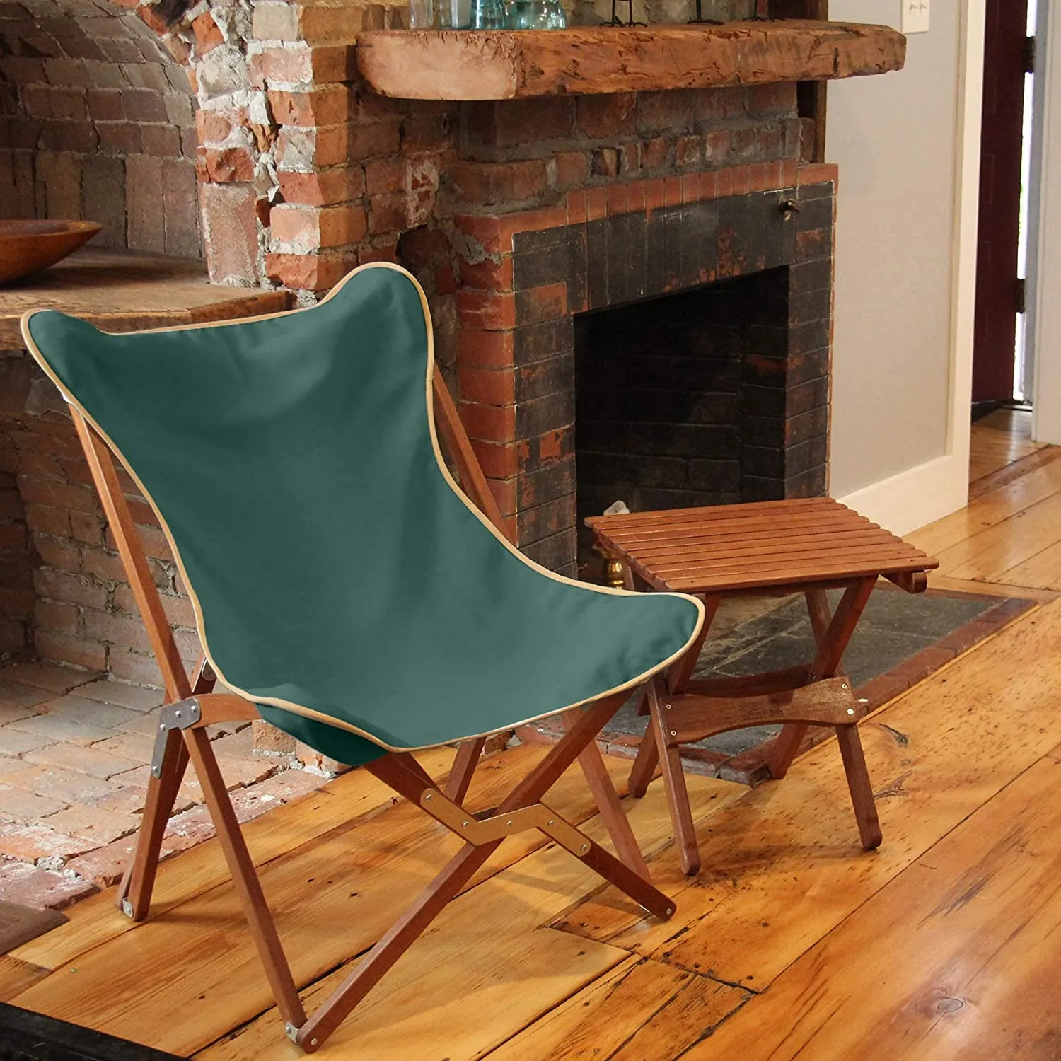 BYER OF MAINE, Butterfly Chair, Easy to Fold and Carry, Hardwood, Sling Chair, Wood Beach Chair, Perfect for Camping, Matching Furniture in The Pangean Line, 34" H x 23" W, 27" D, Single