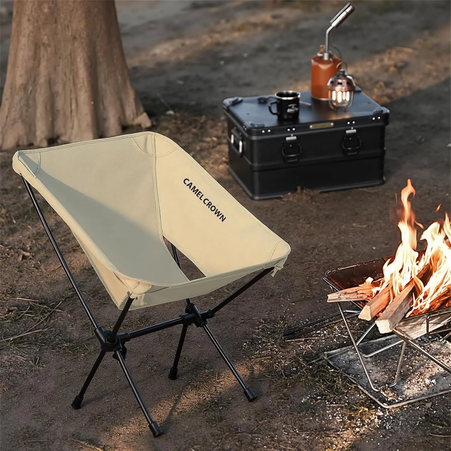 CAMEL CROWN Portable Camping Chair Folding Compact Lawn Lightweight Backpacking Chair with Carry Bag for Outdoor Hiking Beach Travel Picnic Festival White