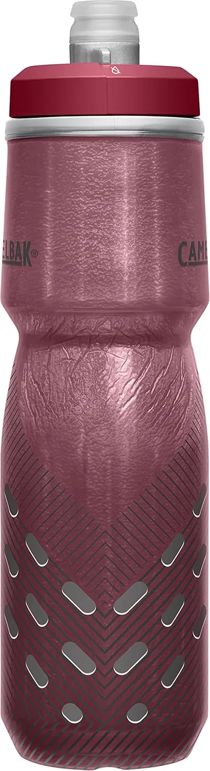 CamelBak Podium Chill Insulated Bike Water Bottle - Easy Squeeze Bottle - Fits Most Bike Cages - 24oz, Burgunday Perforated